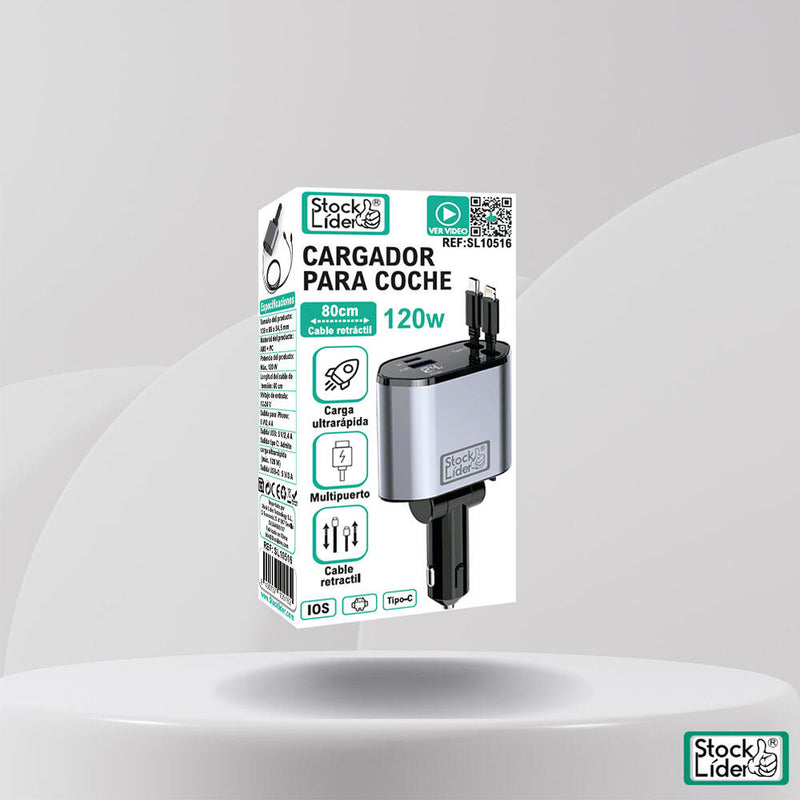 CARGADOR PARA AUTO RETRACTIL 4 EN 1